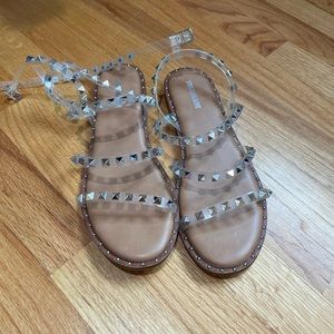 Studded clear strapped sandals